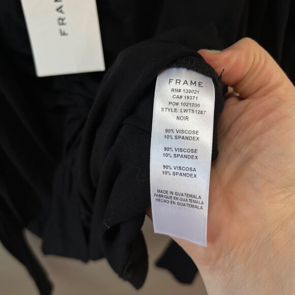 Frame Agnes Ruched Knit Top Noir Black Size L - Picture 4 of 7